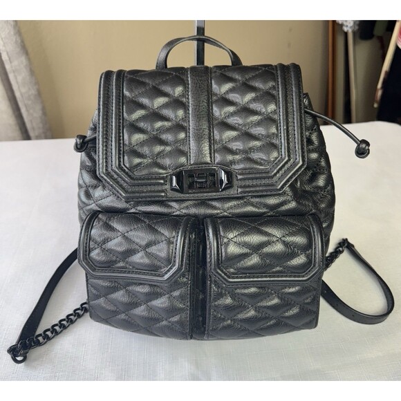 Rebecca Minkoff Love Backpack Leather Black Quilted Chain main image 15